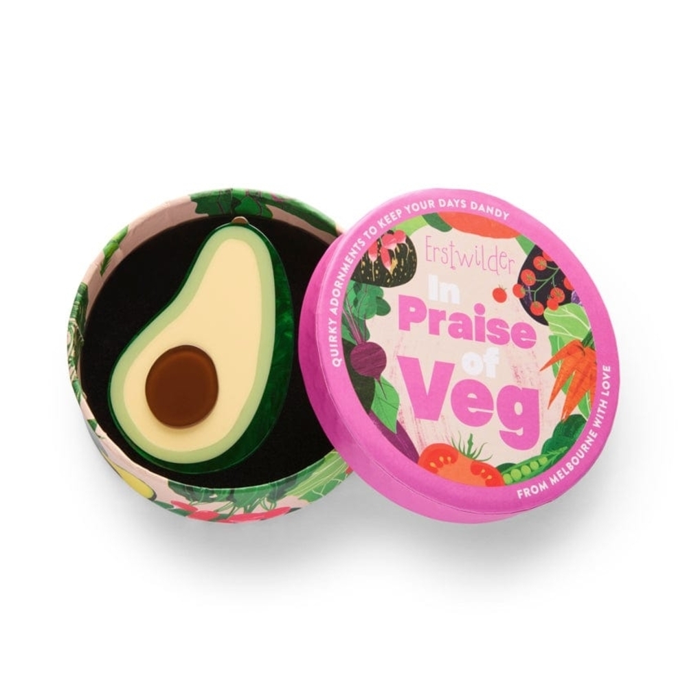 Erstwilder Avocado Brooch - Green and Brown. Avocado Affair Brooch